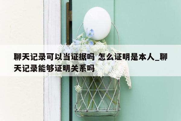 聊天记录可以当证据吗 怎么证明是本人_聊天记录能够证明关系吗