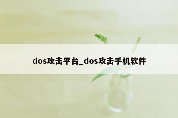 dos攻击平台_dos攻击手机软件