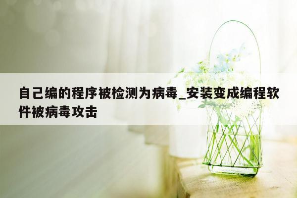 自己编的程序被检测为病毒_安装变成编程软件被病毒攻击