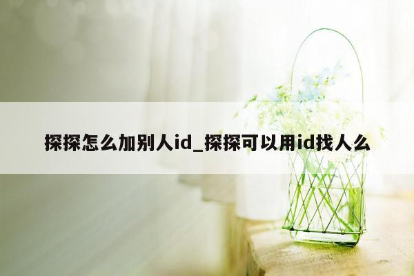 探探怎么加别人id_探探可以用id找人么