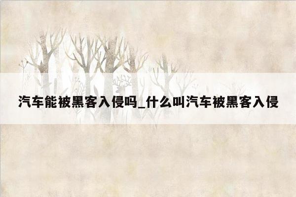 汽车能被黑客入侵吗_什么叫汽车被黑客入侵