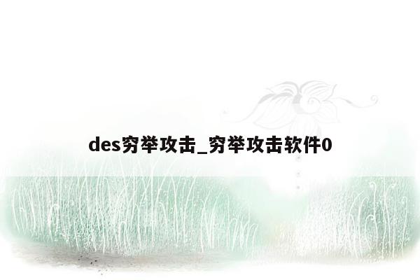 des穷举攻击_穷举攻击软件0