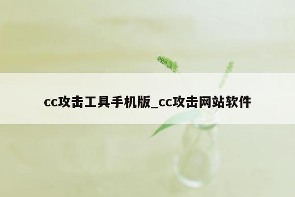 cc攻击工具手机版_cc攻击网站软件