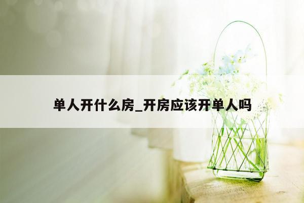 单人开什么房_开房应该开单人吗