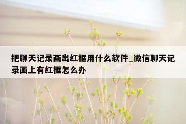 把聊天记录画出红框用什么软件_微信聊天记录画上有红框怎么办