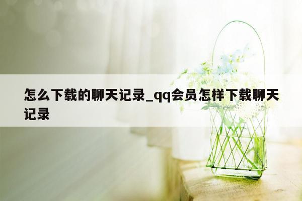 怎么下载的聊天记录_qq会员怎样下载聊天记录