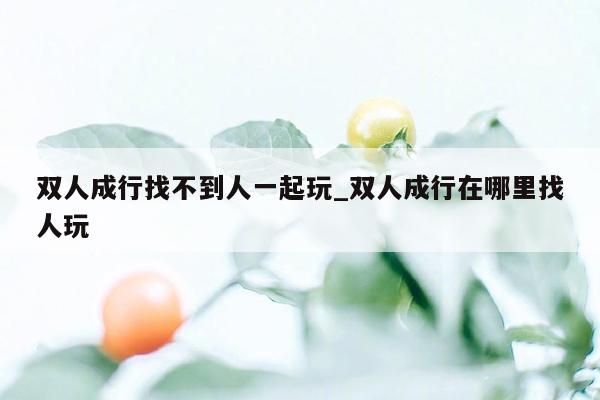 双人成行找不到人一起玩_双人成行在哪里找人玩