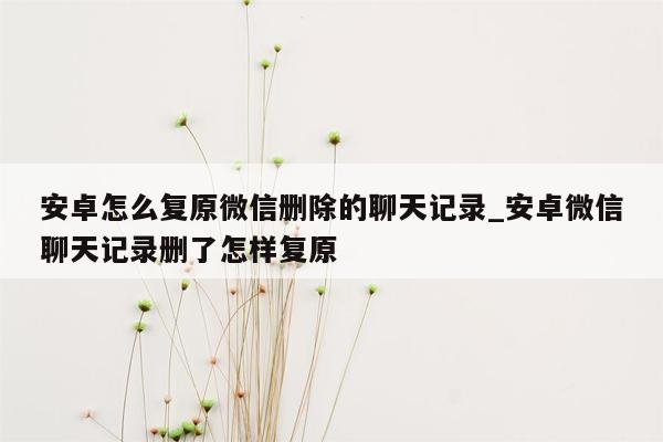 安卓怎么复原微信删除的聊天记录_安卓微信聊天记录删了怎样复原