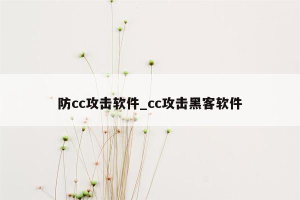 防cc攻击软件_cc攻击黑客软件