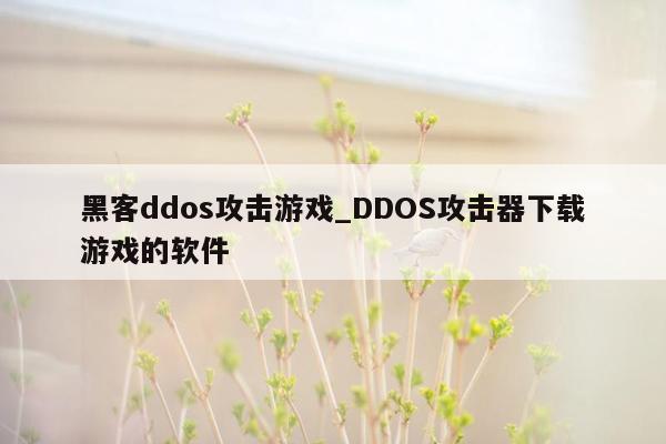 黑客ddos攻击游戏_DDOS攻击器下载游戏的软件