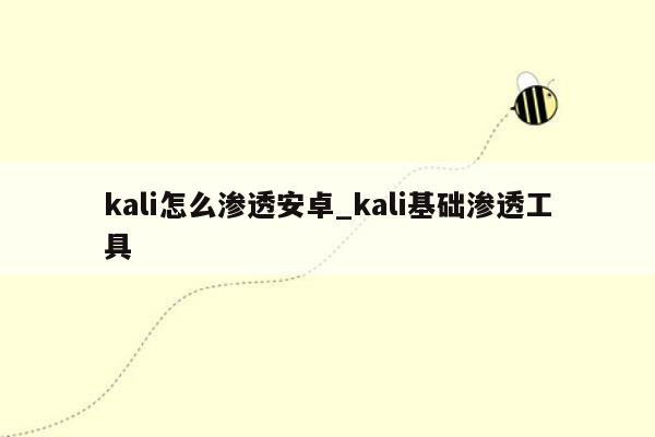 kali怎么渗透安卓_kali基础渗透工具