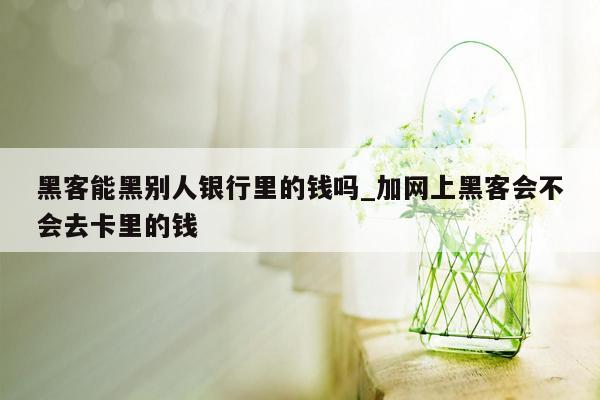 黑客能黑别人银行里的钱吗_加网上黑客会不会去卡里的钱