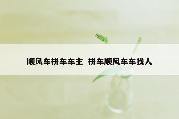 顺风车拼车车主_拼车顺风车车找人