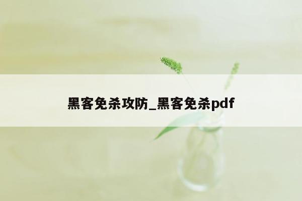 黑客免杀攻防_黑客免杀pdf