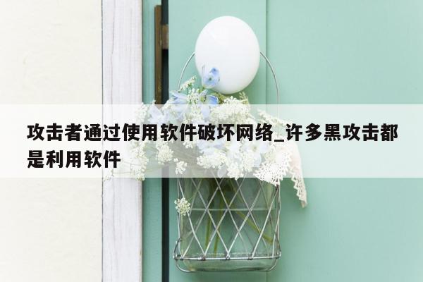 攻击者通过使用软件破坏网络_许多黑攻击都是利用软件