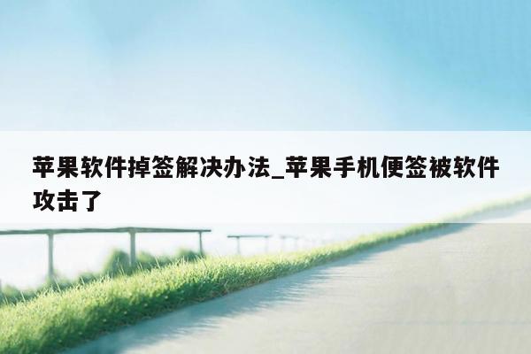 苹果软件掉签解决办法_苹果手机便签被软件攻击了