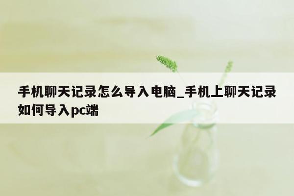 手机聊天记录怎么导入电脑_手机上聊天记录如何导入pc端