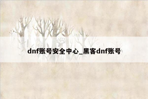 dnf账号安全中心_黑客dnf账号