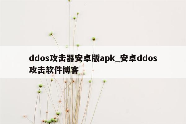 ddos攻击器安卓版apk_安卓ddos攻击软件博客