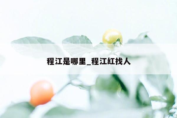 程江是哪里_程江红找人