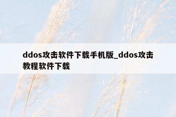 ddos攻击软件下载手机版_ddos攻击教程软件下载