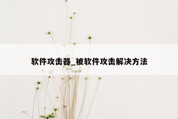 软件攻击器_被软件攻击解决方法