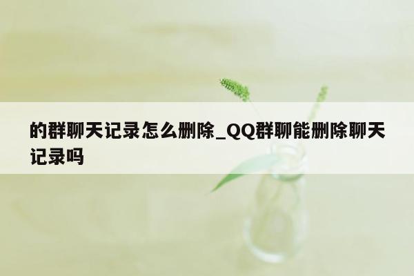 的群聊天记录怎么删除_QQ群聊能删除聊天记录吗