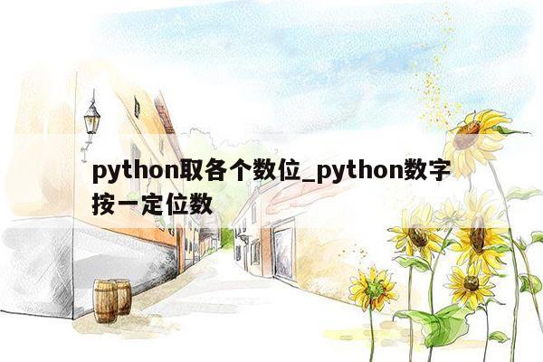 python取各个数位_python数字按一定位数