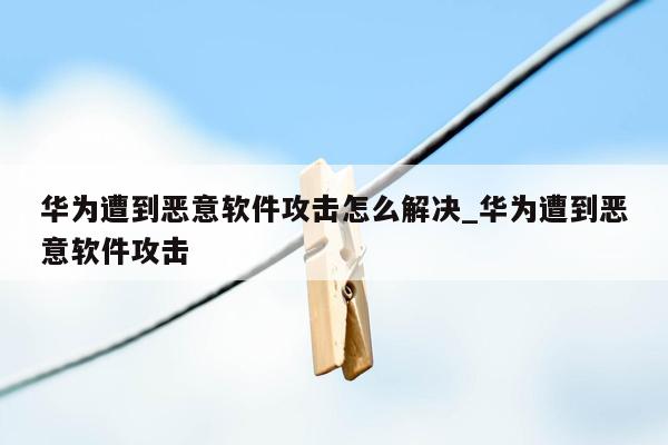 华为遭到恶意软件攻击怎么解决_华为遭到恶意软件攻击