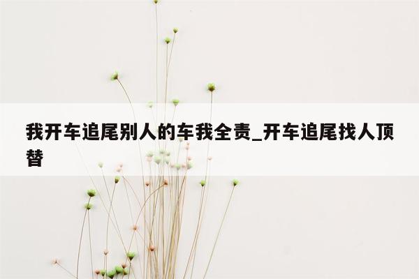 我开车追尾别人的车我全责_开车追尾找人顶替