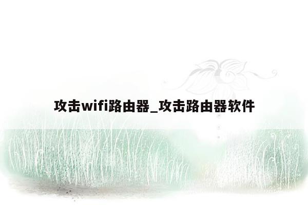 攻击wifi路由器_攻击路由器软件