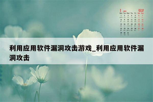 利用应用软件漏洞攻击游戏_利用应用软件漏洞攻击