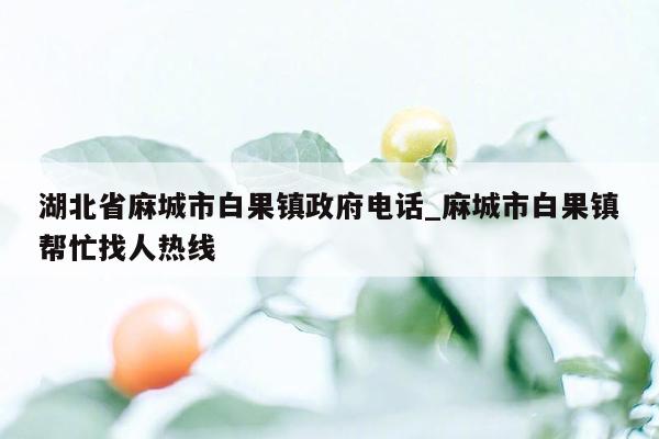 湖北省麻城市白果镇政府电话_麻城市白果镇帮忙找人热线