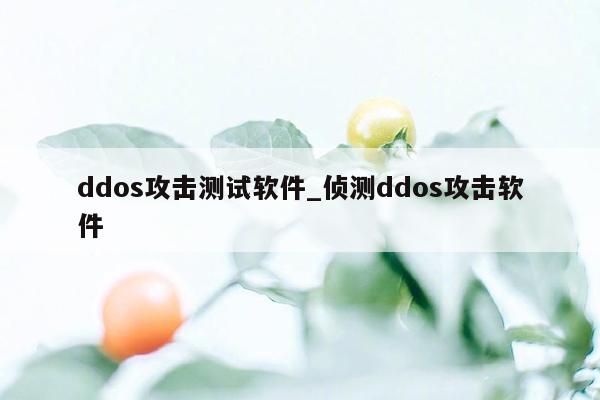 ddos攻击测试软件_侦测ddos攻击软件