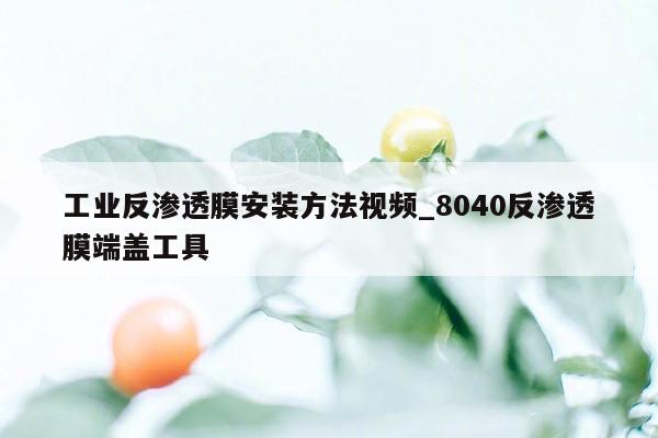 工业反渗透膜安装方法视频_8040反渗透膜端盖工具