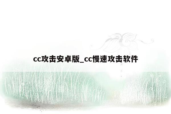 cc攻击安卓版_cc慢速攻击软件