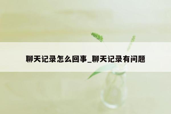 聊天记录怎么回事_聊天记录有问题