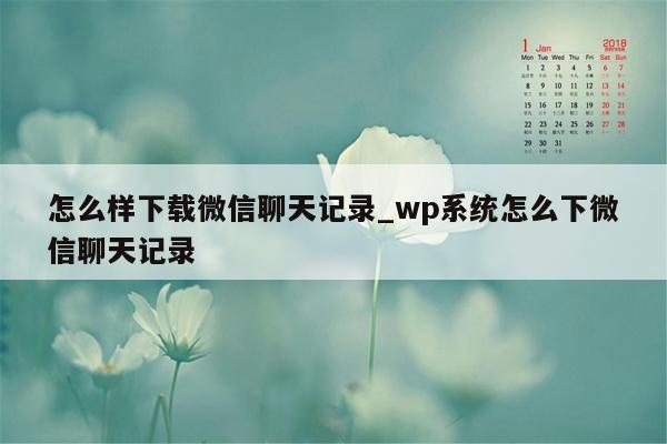 怎么样下载微信聊天记录_wp系统怎么下微信聊天记录