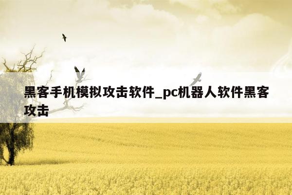 黑客手机模拟攻击软件_pc机器人软件黑客攻击