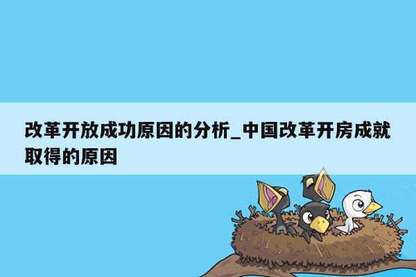 改革开放成功原因的分析_中国改革开房成就取得的原因