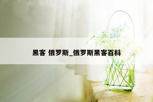 黑客 俄罗斯_俄罗斯黑客百科