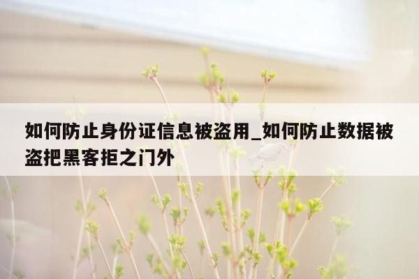 如何防止身份证信息被盗用_如何防止数据被盗把黑客拒之门外