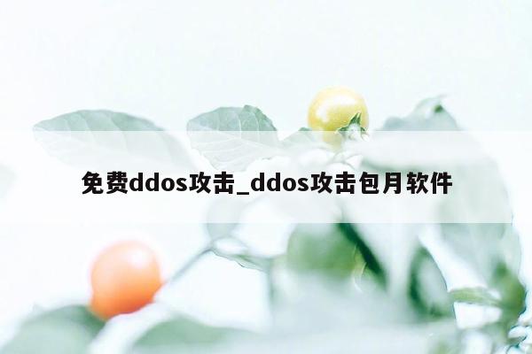 免费ddos攻击_ddos攻击包月软件