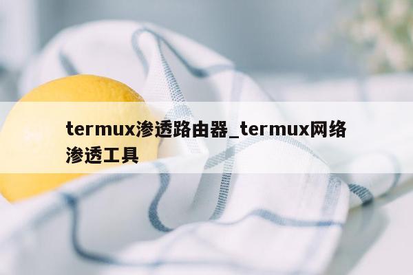 termux渗透路由器_termux网络渗透工具