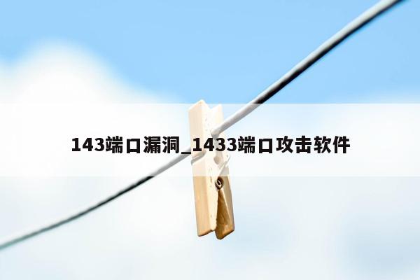 143端口漏洞_1433端口攻击软件