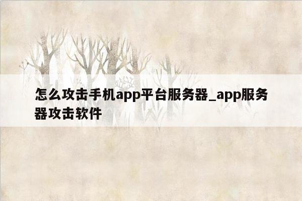 怎么攻击手机app平台服务器_app服务器攻击软件