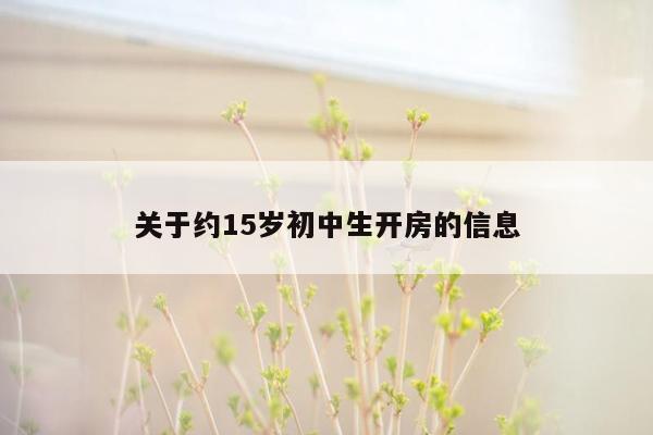 关于约15岁初中生开房的信息