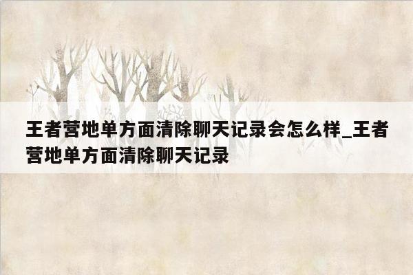 王者营地单方面清除聊天记录会怎么样_王者营地单方面清除聊天记录