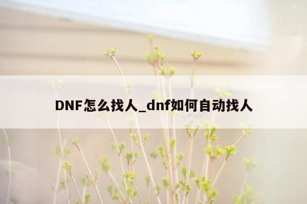 DNF怎么找人_dnf如何自动找人