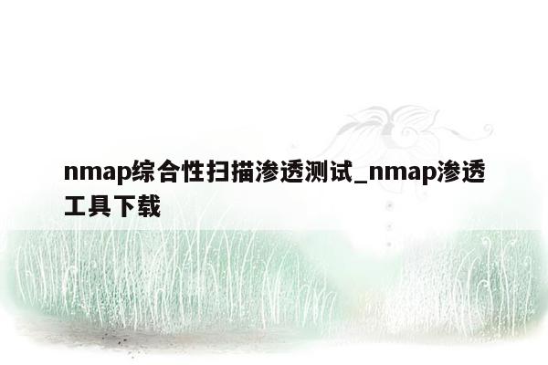 nmap综合性扫描渗透测试_nmap渗透工具下载